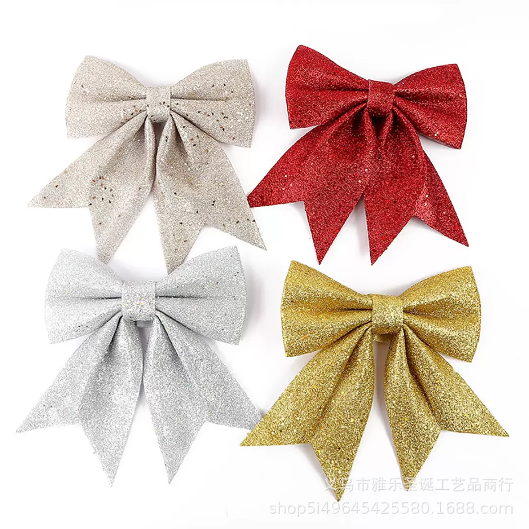 KINGOU 4 Pack Christmas Bows Christmas Decorative Bows for Wreath Garland Xmas Tree Topper, 5.5inch Ornaments Bows for Christmas Party Decoration